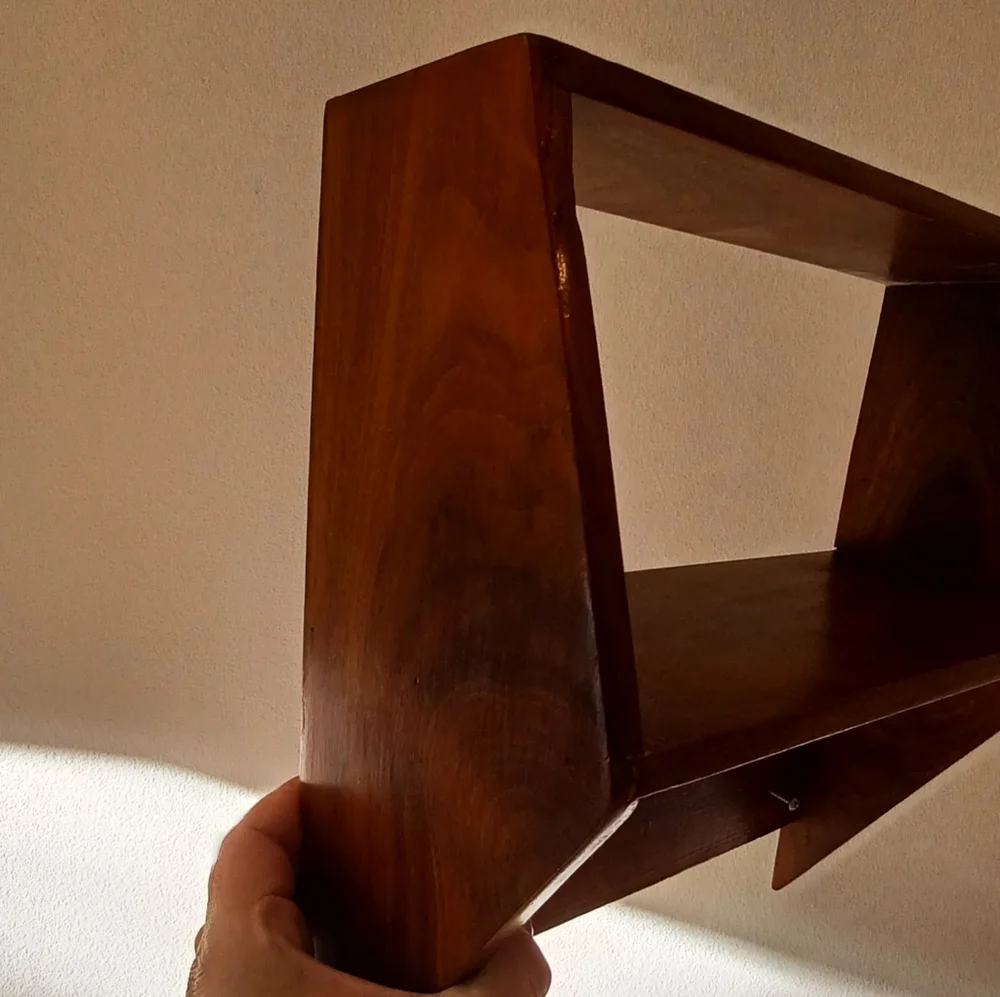Set Of Two Vtg MCM Wooden Trinket Shelves